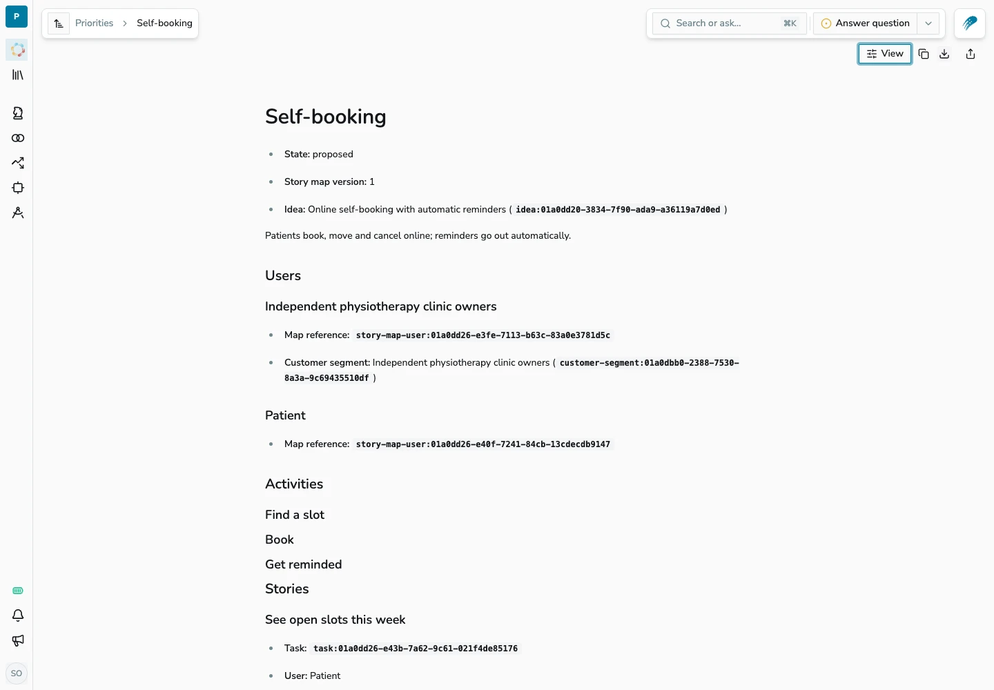 The story map's Markdown view with copy and download controls